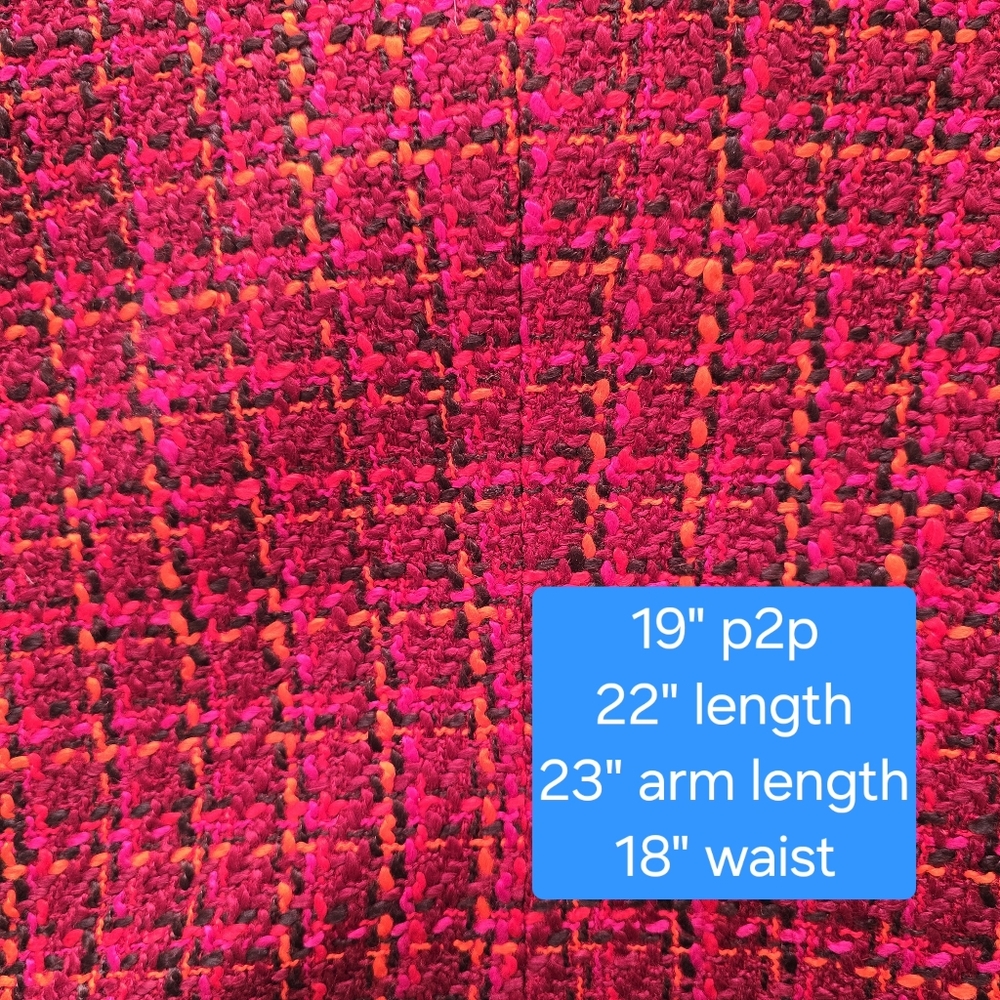 Talbots Red & Pink Tweed Cropped Peacoat Jacket Sz 10P - Picture 11 of 12